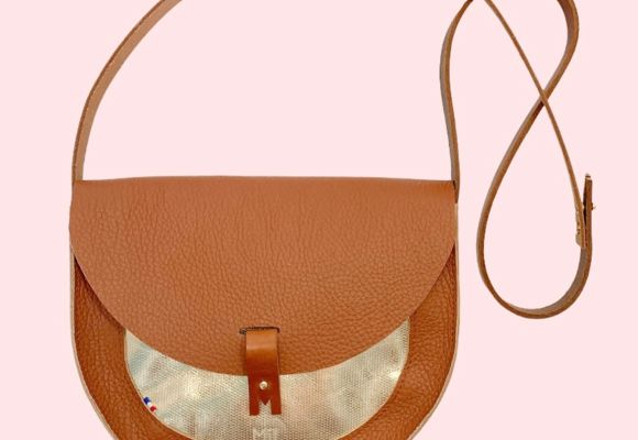 Sac besace cuir camel et doré MiL-Lieu