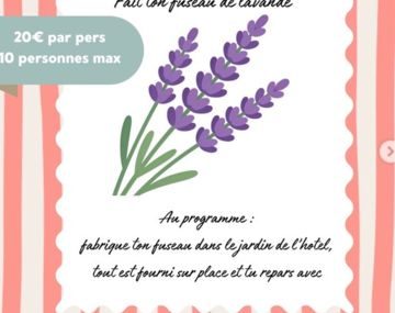 Atelier créatif au jardin de l’Hôtel Heod : Fait ton fuseau de lavande