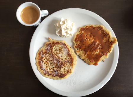 Homemade salted butter caramel pancakes