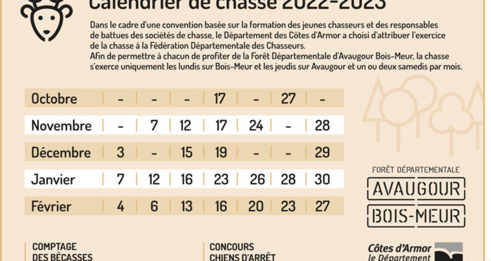 Calendrier de chasse 2022-2023