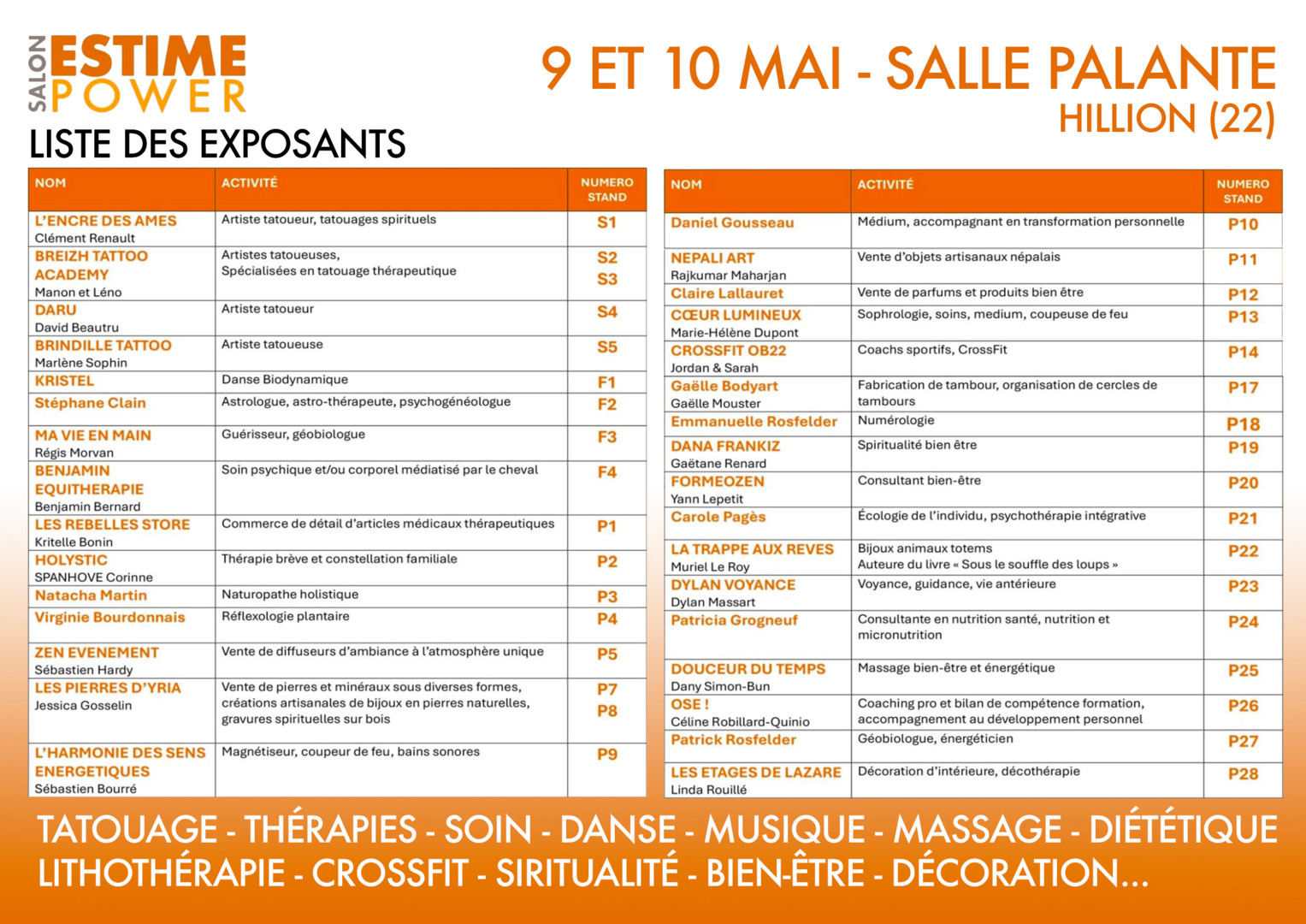 Liste des exposants