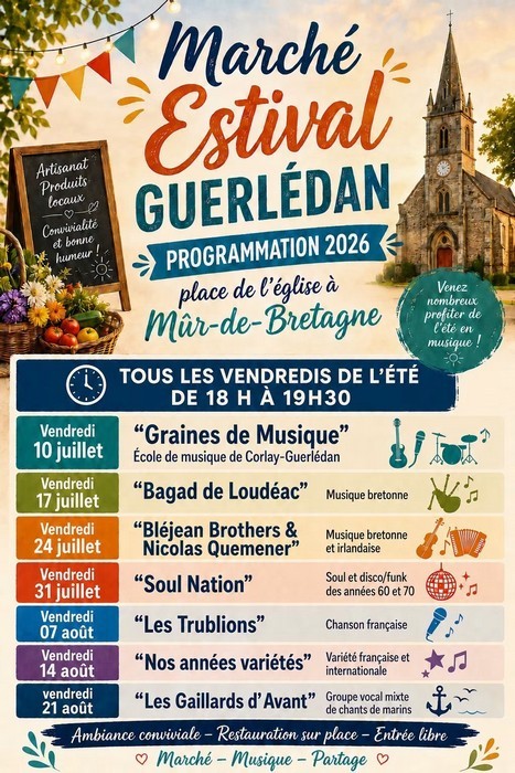 Programmation marchés estivaux 2026 - Guerlédan