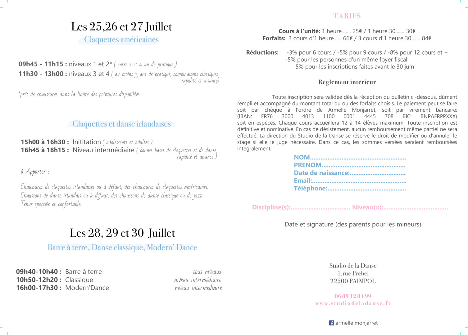 Stages de claquettes et danse irlandaise