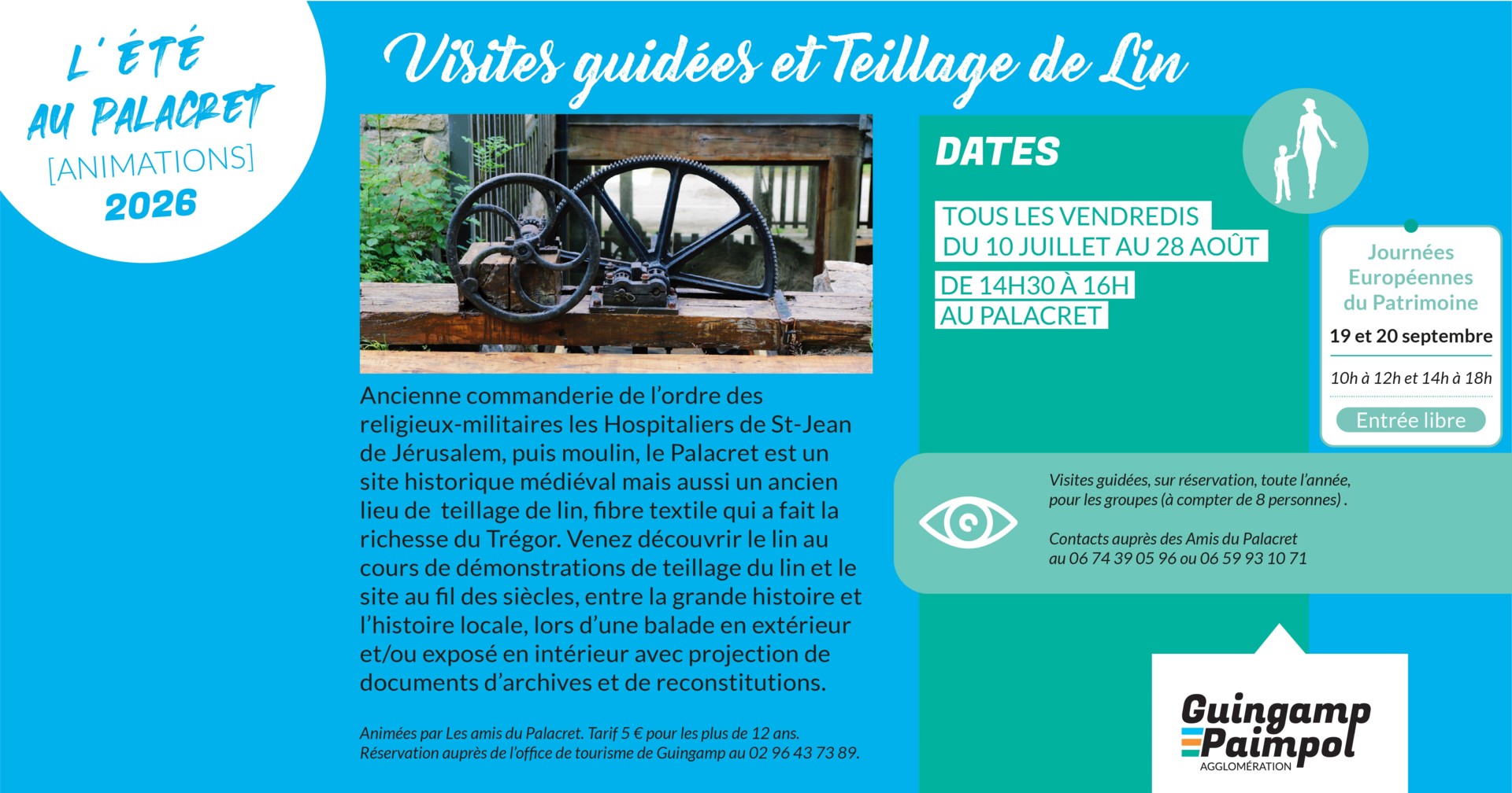 Visites guidées et teillage de lin au Palacret