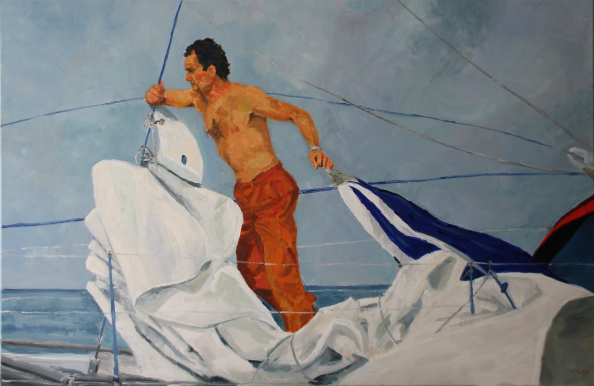 Eric Tabarly d'après une photo de Jean Guichard