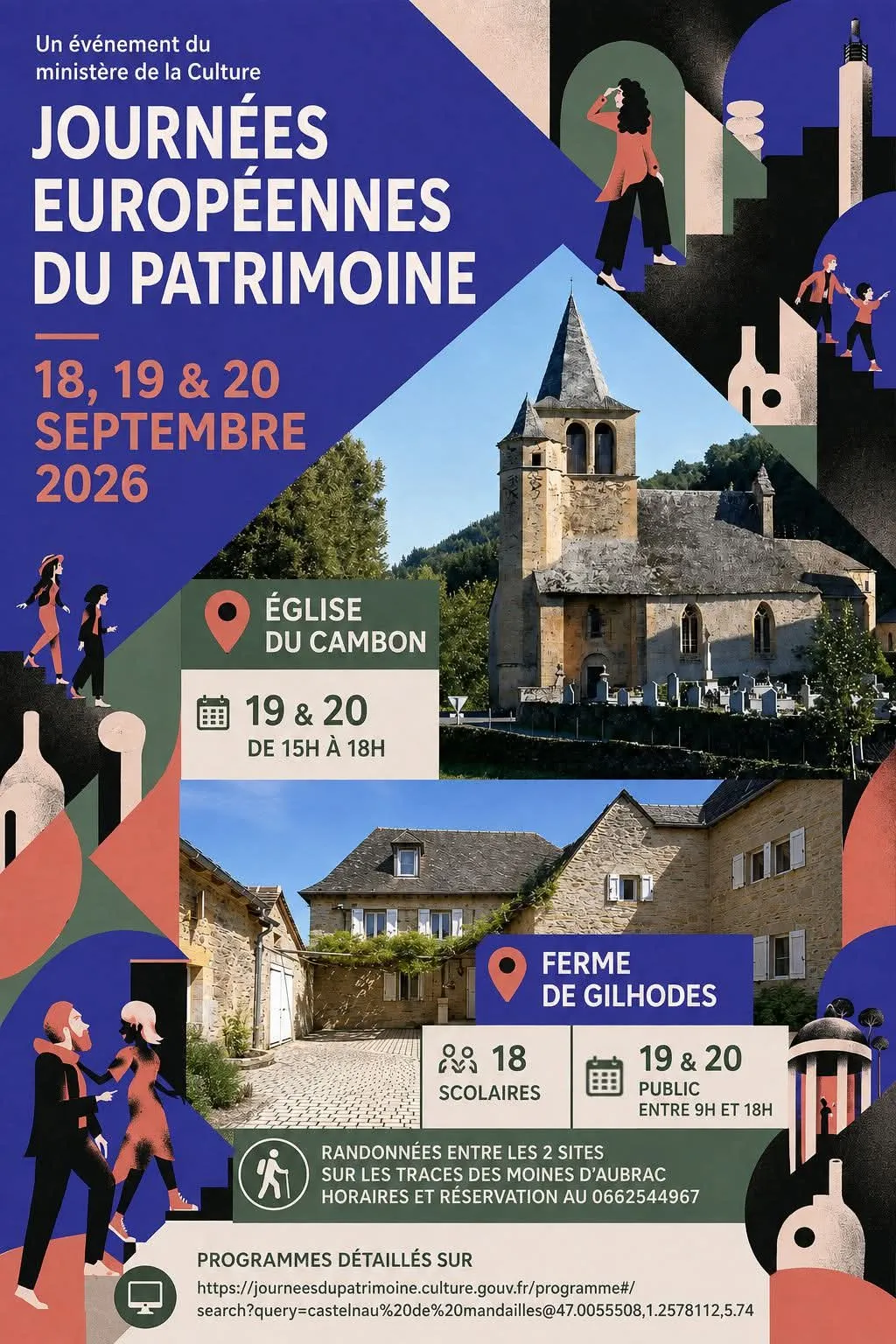 sur les traces des moines d'Aubrac : de l'église du Cambon à la ferme Gilhodes