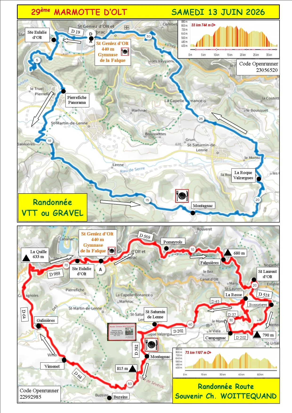 Parcours La Marmotte d'Olt samedi