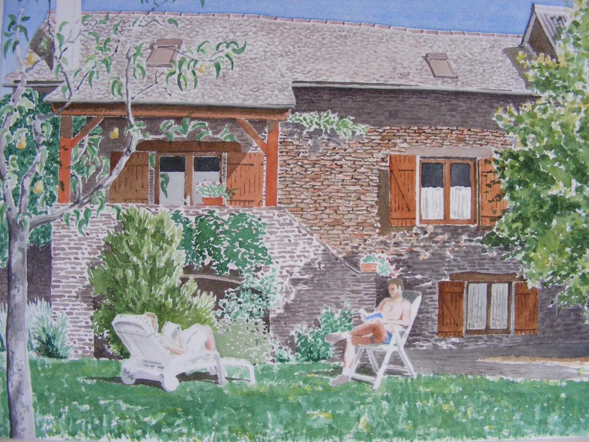 La Fenial, grange aux mille fleurs -aquarelle-