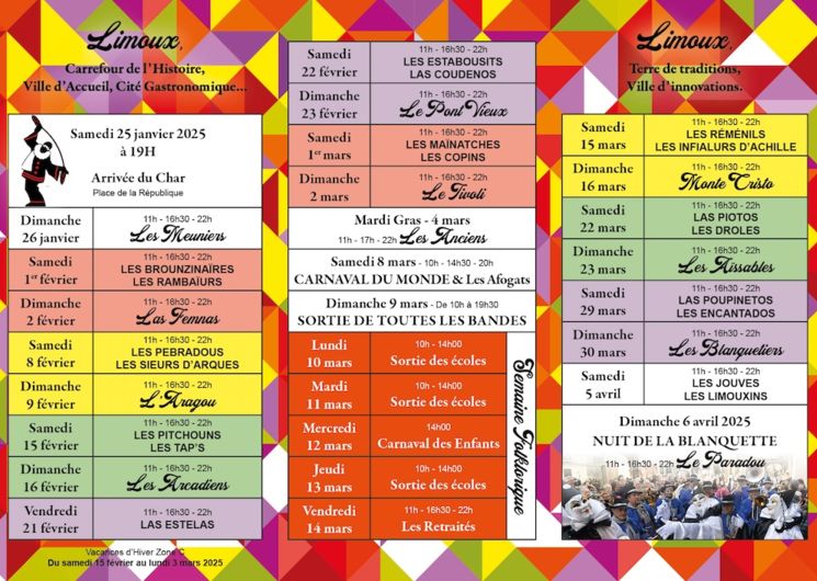 Carnaval de Limoux 2025 - Programme