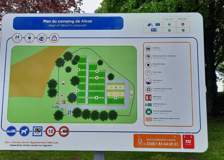 Plan des emplacements du camping car park