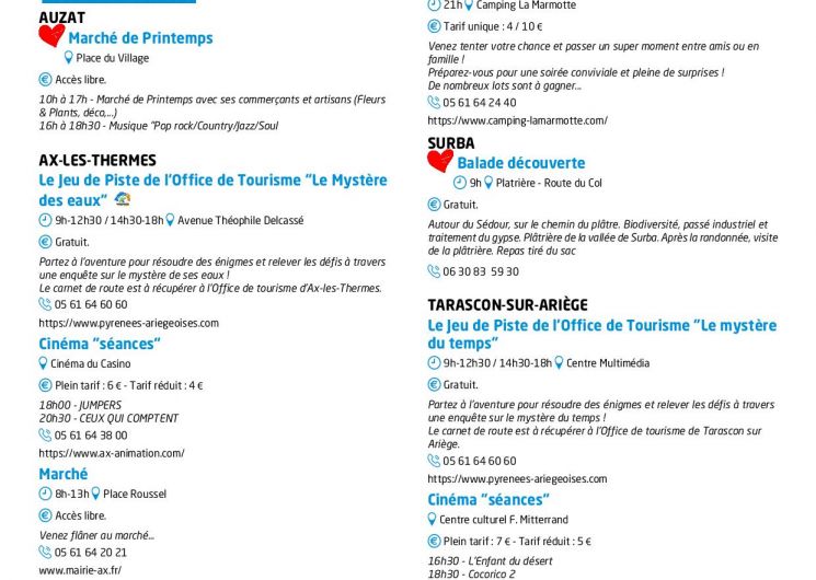 Programme des animations et des activités des Pyrénées Ariégeoises_Ax-les-Thermes