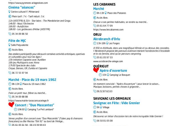 Programme des animations et des activités des Pyrénées Ariégeoises_Ax-les-Thermes