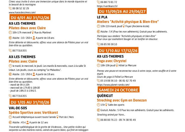 Programme des animations et des activités des Pyrénées Ariégeoises_Ax-les-Thermes