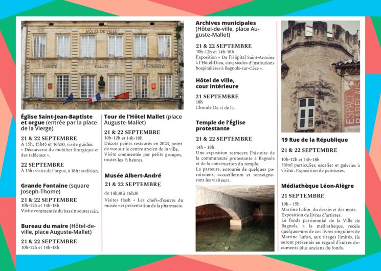 Programme des journées du patrimoine à Bagnols sur Cèze