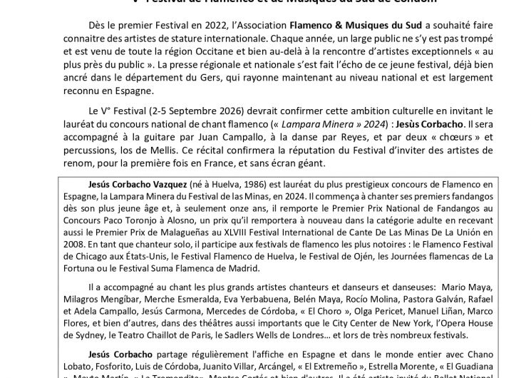 5ème Festival de Flamenco et Musiques du Sud_Condom
