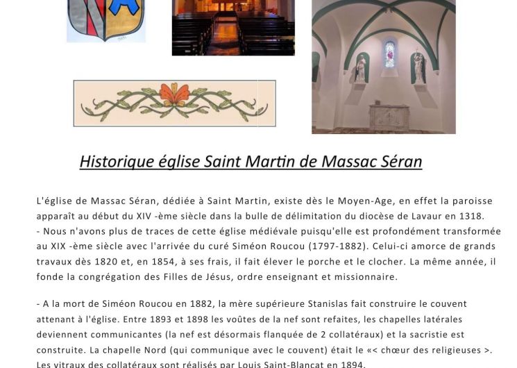 Journées du patrimoine - Visitez l'église de Saint-Martin_Massac-Séran