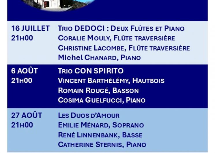 Les jeudis de musicaRoque : trio Dedoci - 2 flûtes et 1 piano_La Roque-sur-Cèze
