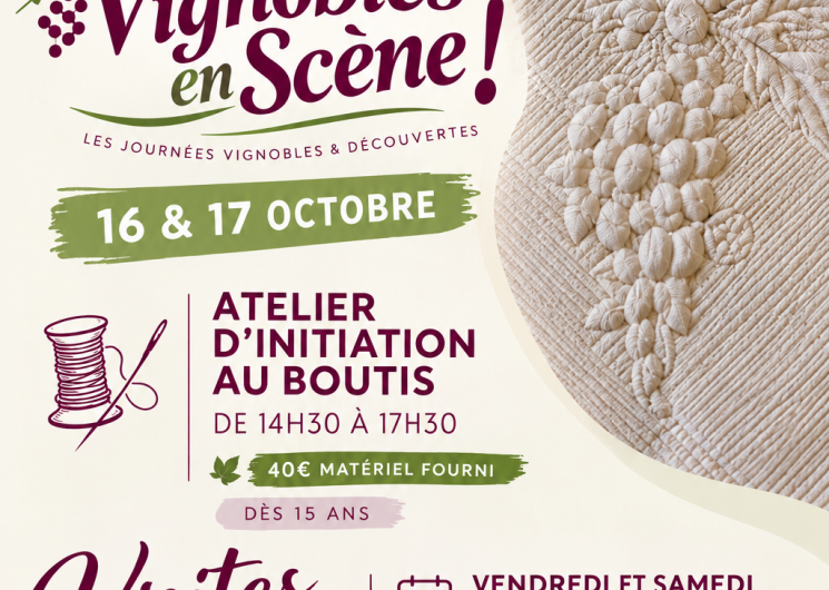 Visite et atelier boutis autour de la vigne - Vignobles en Scène_Calvisson