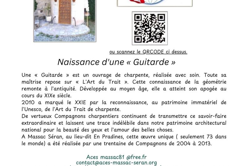 Journées européennes du patrimoine 2026 - Découvrez une guitarde_Massac-Séran