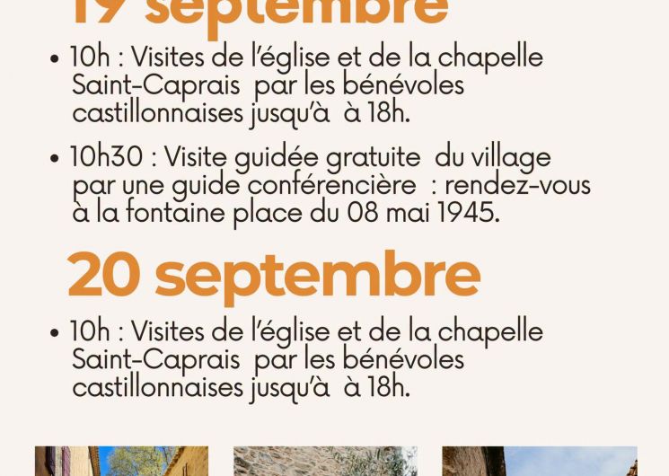 Journées Européennes du Patrimoine 2026 - Visites du village, de l'église et de la cahpelle Saint Caprais_Castillon-du-Gard