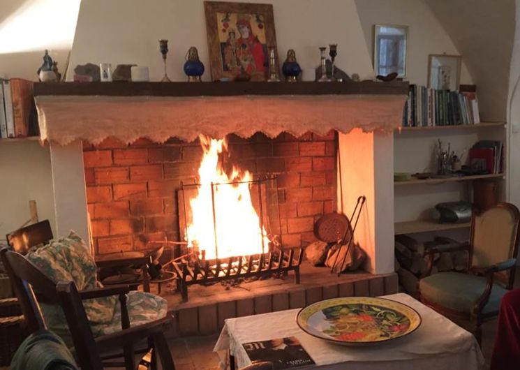 by the fireside at Les Asphodèles in the Cévennes