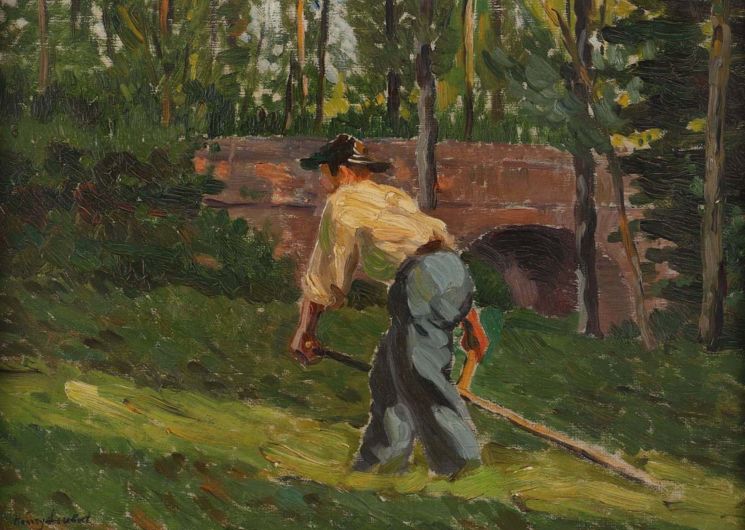 Henri Loubat (1855-1926), Le Faucheur, huile sur toile