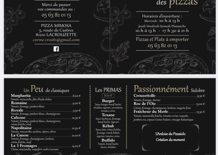 CARTE PIZZAS