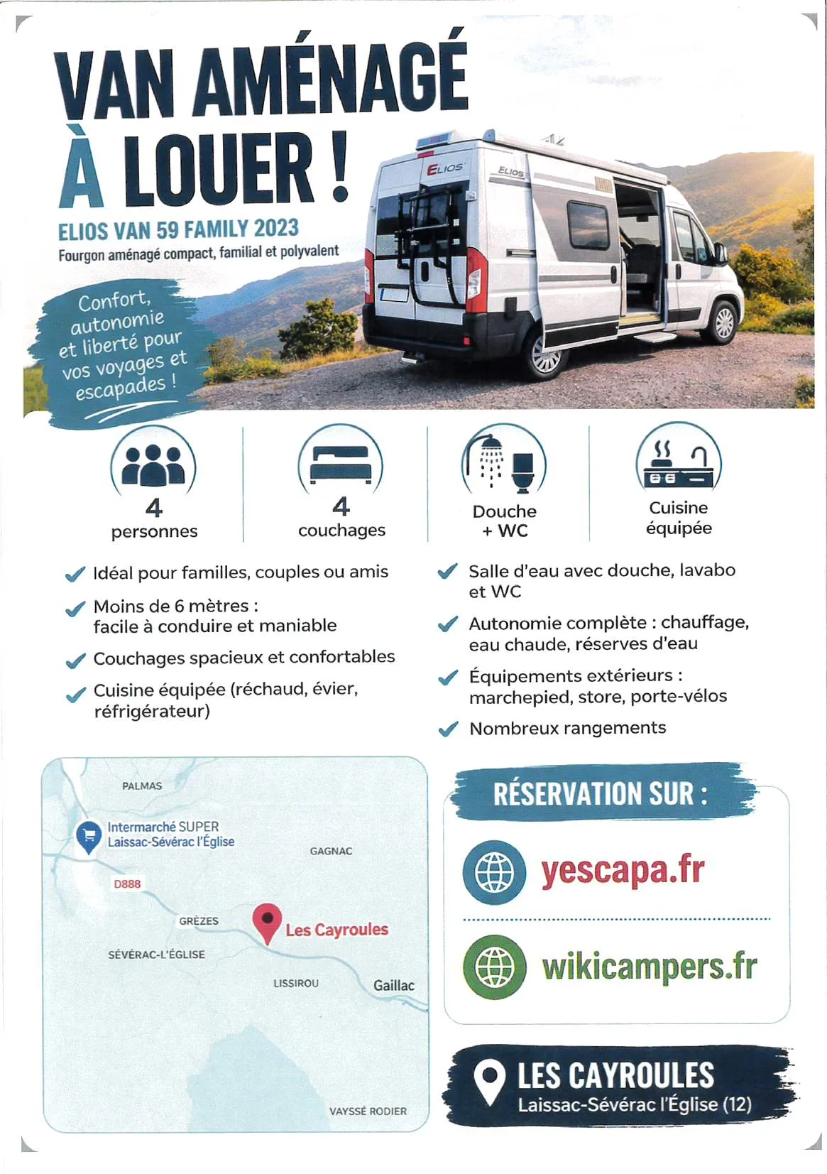 Van aménagé à louer à Laissac 