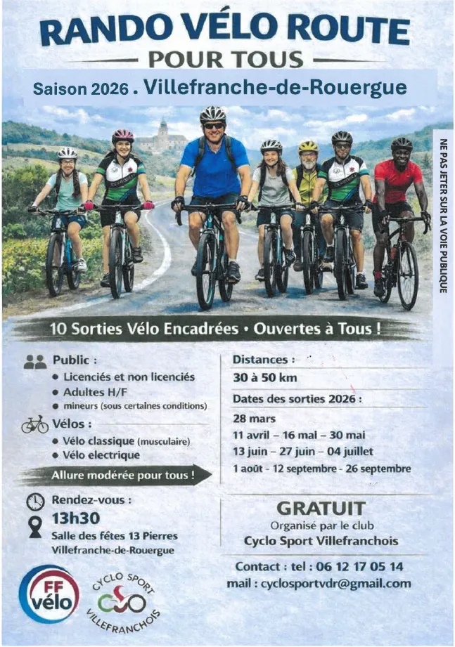 Cyclo Sport Villefranchois : les sorties 2026 pour tous ! 