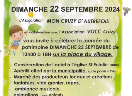 JOURNÉES EUROPÉENNES DU PATRIMOINE AVEC L'ASSOCIATION MON CRUZY D'AUTREFOIS 