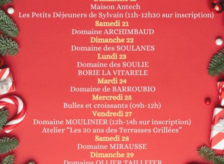 DÉGUSTATIONS ET ATELIERS DE DÉCEMBRE ! 