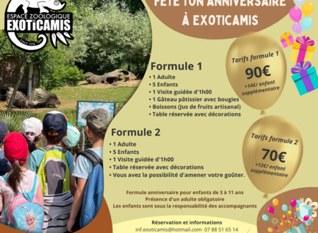 Fête ton anniversaire à l'Espace Zoologique Exoticamis 