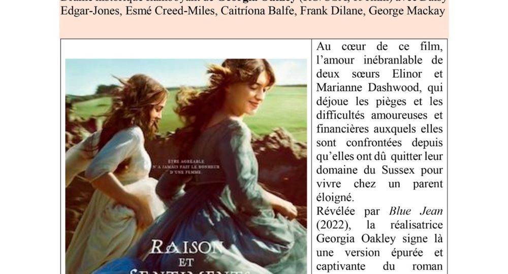 Séance de cinéma: projection de Raison et sentiment deGeorgia Oakley_Nîmes