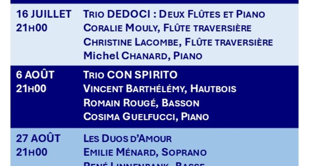 Les jeudis de musicaRoque : trio Dedoci - 2 flûtes et 1 piano_La Roque-sur-Cèze