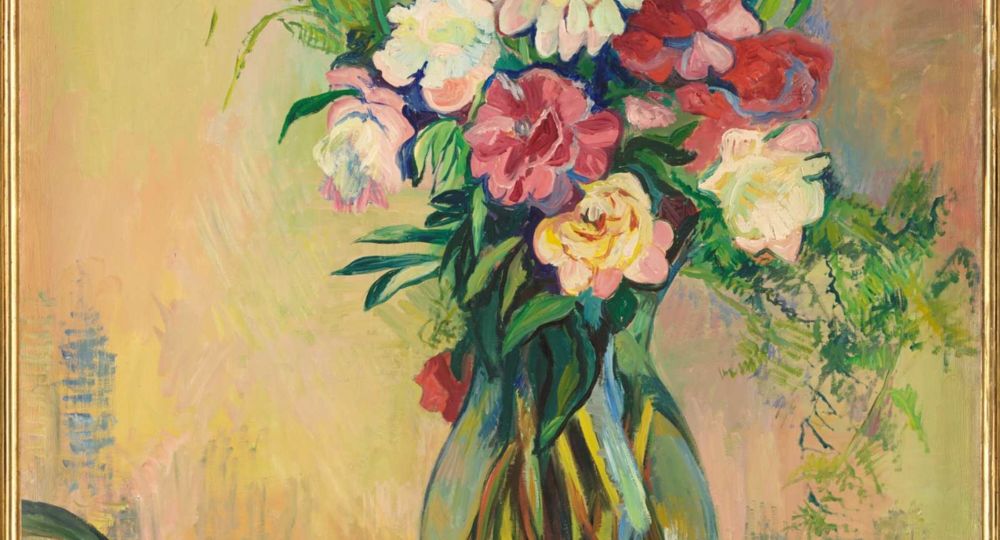 Suzanne Valadon, Bouquet de roses, iris et glaïeuls