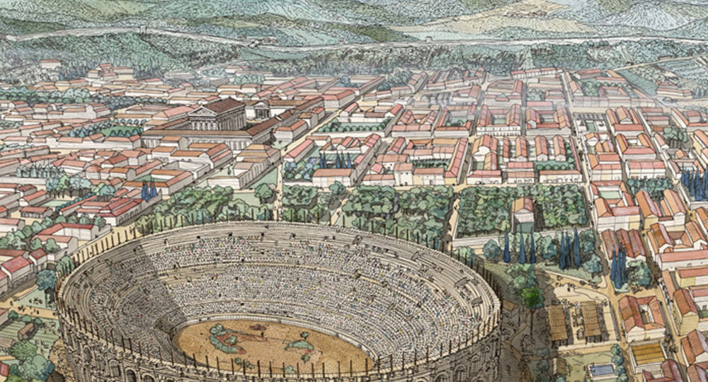 Nemausus sous les pinceaux de Jean-Claude Golvin_Nîmes