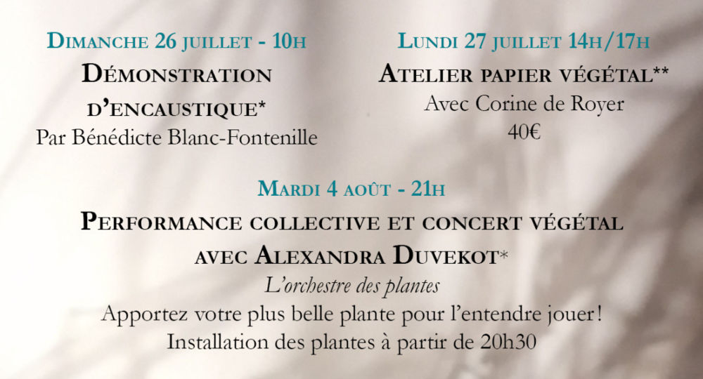 Programme des événements au cours de l'exposition