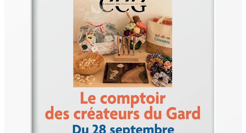 La vitrine accueille Le Comptoir des Créateurs du Gard