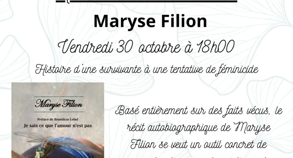 Rencontre et dédicace - Maryse Filion_Remoulins