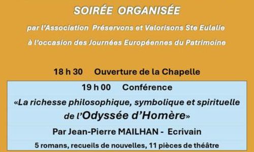 Journ&eacute;es Europ&eacute;ennes du Patrimoine 2026 - Conf&eacute;rence - La richesse philosophique, symbolique et spirituelle d'Odyss&eacute;e d'Hom&egrave;re