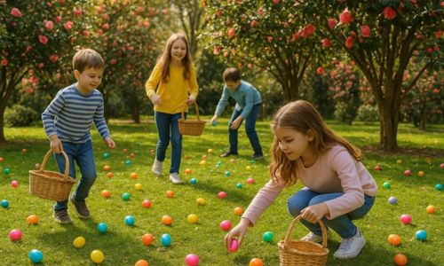 Chasse aux &oelig;ufs &agrave; la prairie