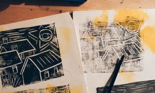 Dimanche aux jardins : Linogravure