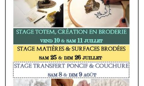 Broderie et Exp&eacute;rimentations textiles - Stages d'&eacute;t&eacute;