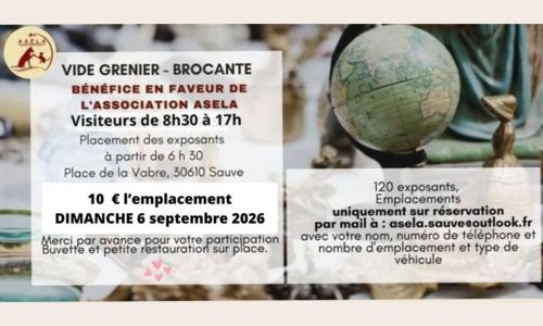 BROCANTE - VIDE GRENIER au profit de l&rsquo;association ASELA