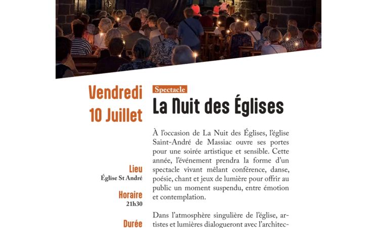 Nuit des églises : Spectacle à l'Eglise Saint André_Massiac