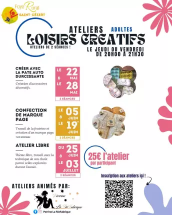 22.05 ... 3.07 Ateliers créatifs adultes - Saint Cézert, SAINT-CEZERT