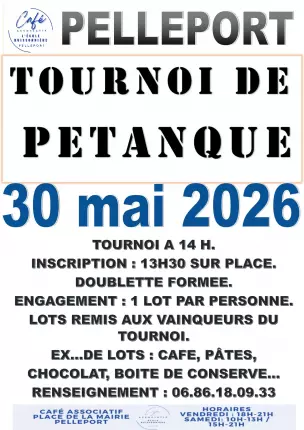 30.05.2026 Tournoi pétanque - Pelleport, PELLEPORT