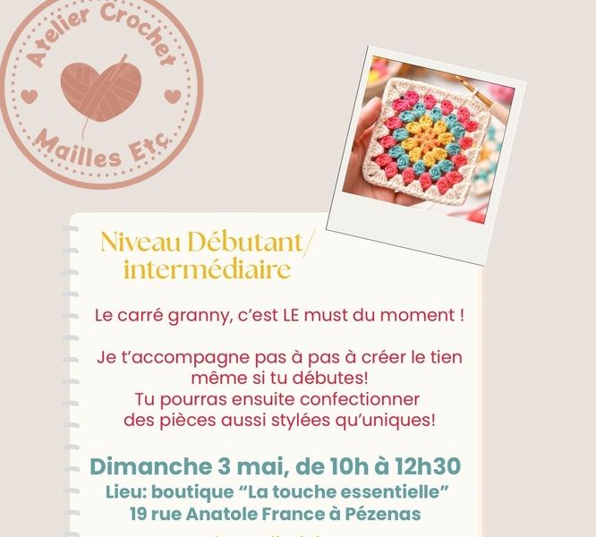 Atelier Crochet Carré Granny_Pézenas_1