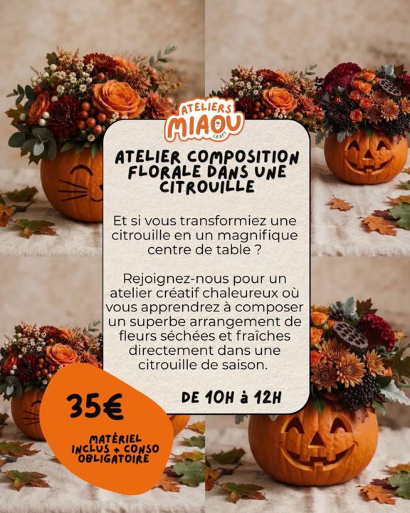 Atelier composition florale dans une citrouille_Béziers_1