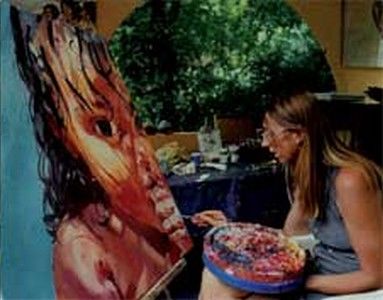 COM -Olargues -Artiste Peintre - Els - La Peintre à l'oeuvre